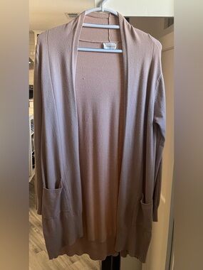 Dreamers Dusty Mauve Open-Front Cardigan with Pockets